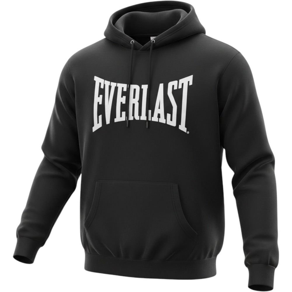 Everlast Hoodie Mens Large Black Graphic Logo Pullover Sweatshirt Streetwear